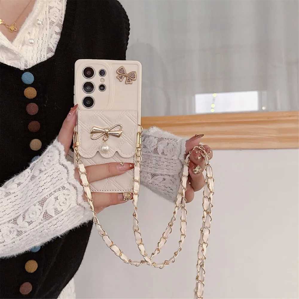 3D Bowknot Crossbody Card Holder Wallet Phone Case For Galaxy S25 Ultra S24 S23 S21 S20 FE S22 Plus Note 20 Soft Cover J251114