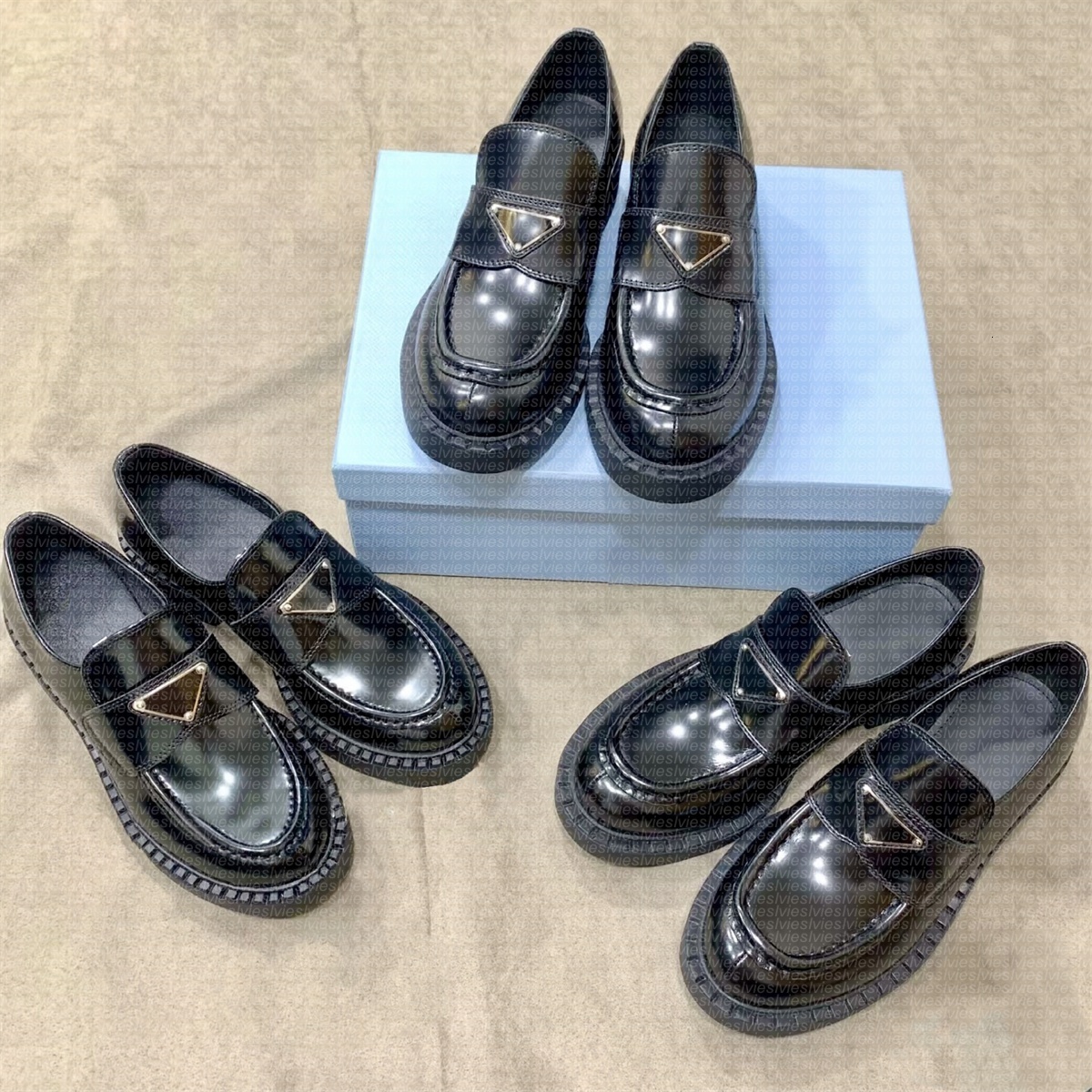 Designer loafers Oxford loafers Monolith Brushed Leather loafers men loafers Classic Triangle Patent loafers Womens loafers Dress shoes Chunky Sneakers 35-45