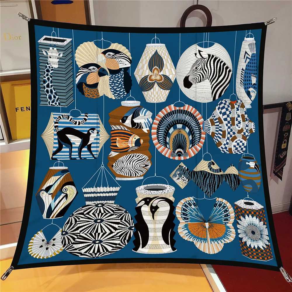 90cm Twill Silk Scarf Shawl Luxury Checkered Horse Print Square Scarves Wen Hijabs Bandana Foard NeckerchiW251021