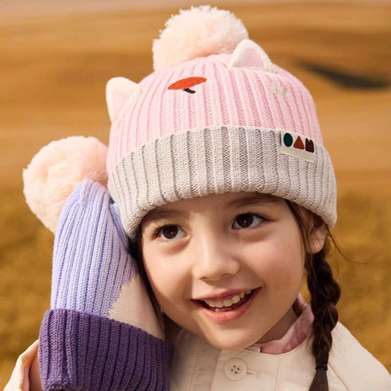 Christmas autumn and winter knitted cute baby yarn hat childrens and girls warm and windproof ear protection hat J251021