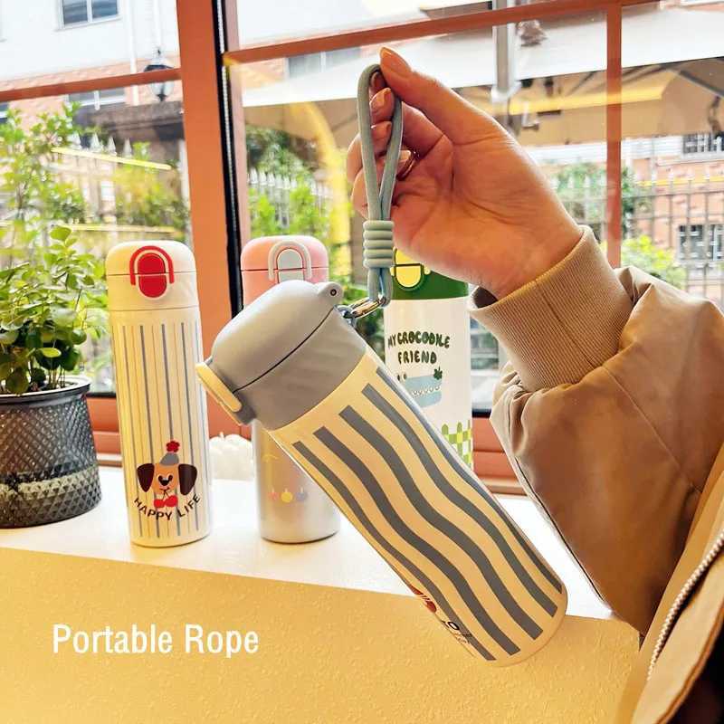 460ml Cartoon Stainless Steel 316 Vacuum Flask With Straw LeakProof Double Drink Kids Student Water Bottle Travel Y251021