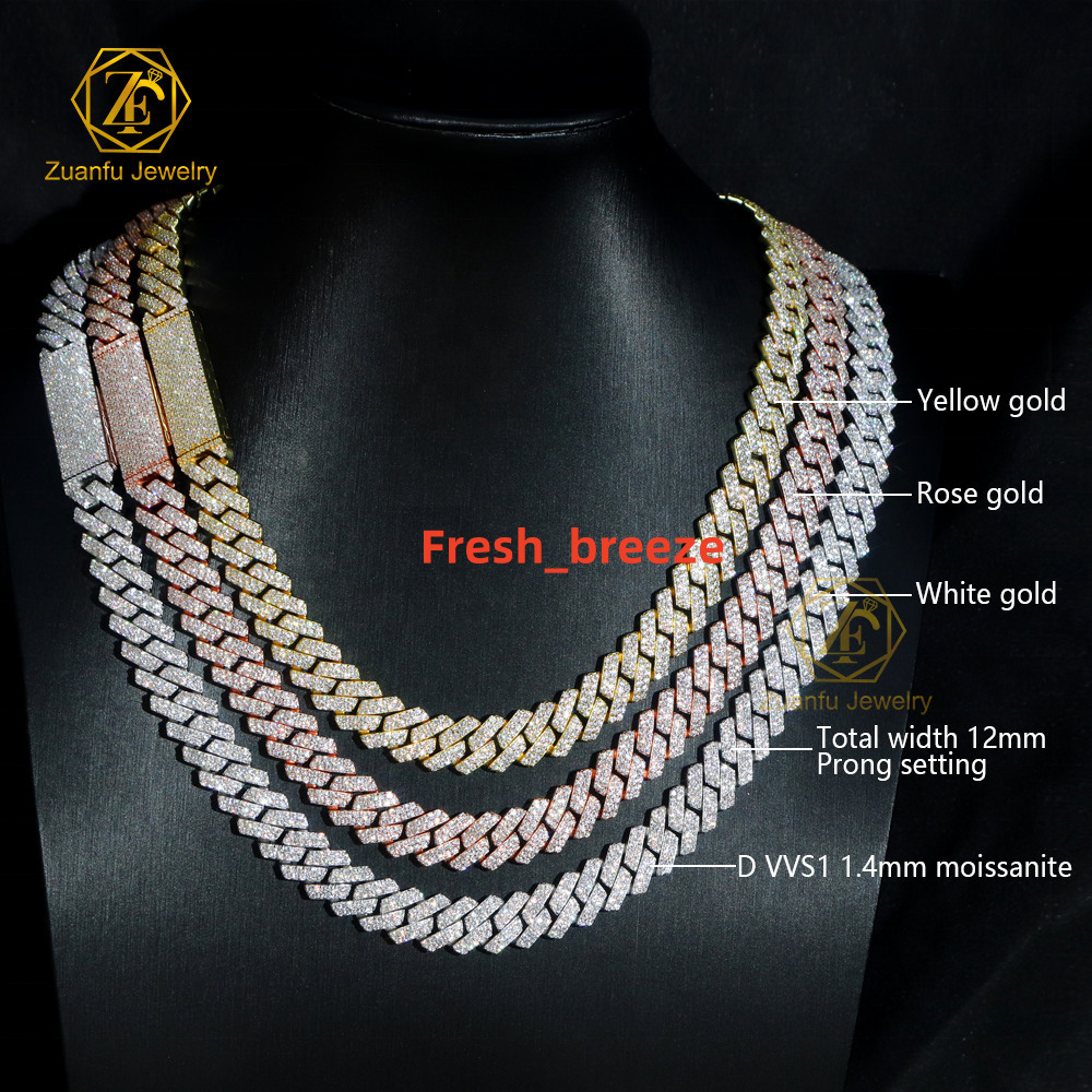 Wholesale Mens Stylish Cuban Link Bracelet Necklace 6MM15MM VVS Moissanite Iced Diamond Hip Hop Style Mens Stylish Cuban