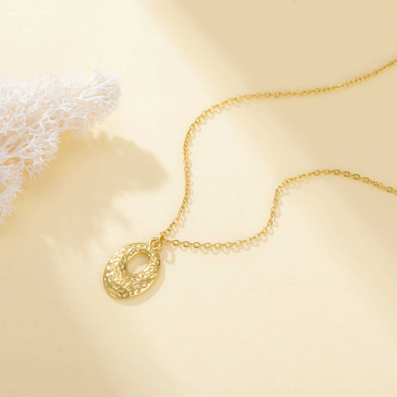 Skyrim Irregular Oval Pendant Necklace Women Girls Stainless Steel Gold Color Neck Chain Minimalist Trendy Geometric Jewelry XJ250717