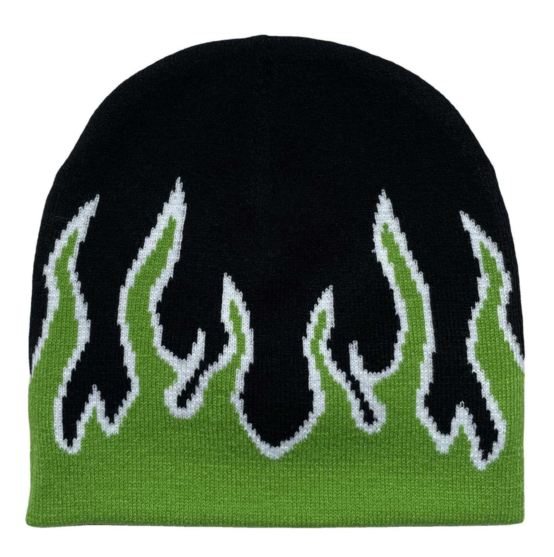 Autumn Winter Knitted Hat Simple Hiphop Warm Fashion Versatile Outdoor Cycling Street Unisex Flame Straight Edge Jacquard Hat H251020