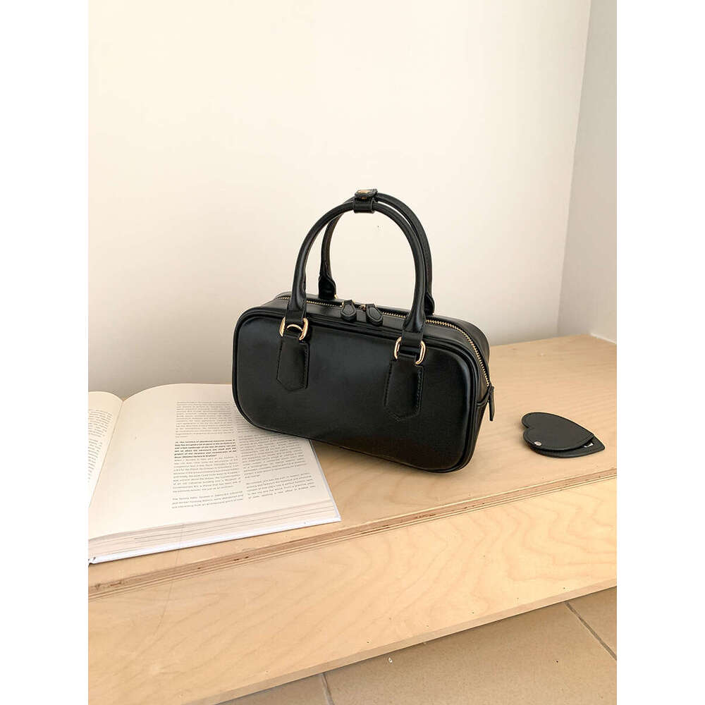 Handheld Bowling New PU Handbag Square Fashion Simple Double Zipper Single Shoulder Crossbody Bag For Women B5