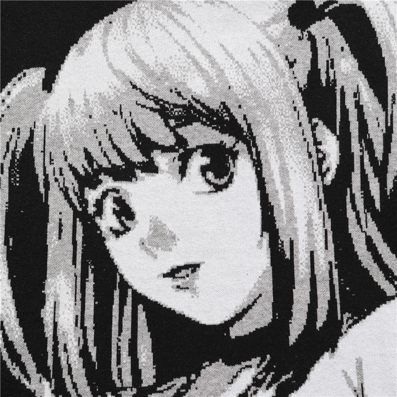 FGKKS Mens Hip Hop Streetwear Harajuku Sweater Vintage Japanese Style Anime Girl Knitted Cotton Pullover Sweaters Male251020