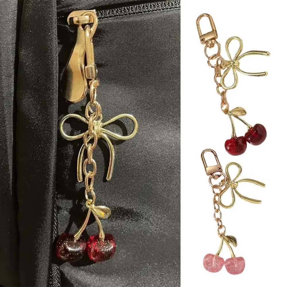 Cherry Bag Charms Fruit Chain Accessory Simulated Cherry Pendant Sparkling Keychain Bag Pendant Cute Cartoon DIY INS Key Chains J251121