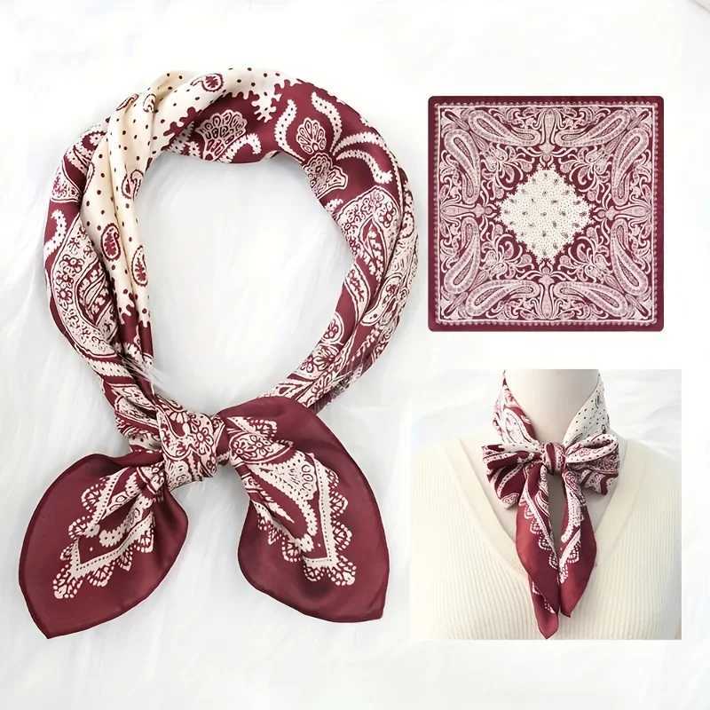 2025 New Paisy Print Small Square Scarf Soft Satin Silklike Thin Neck Scarf Mature Sty Sunscreen scarf For WenW251021