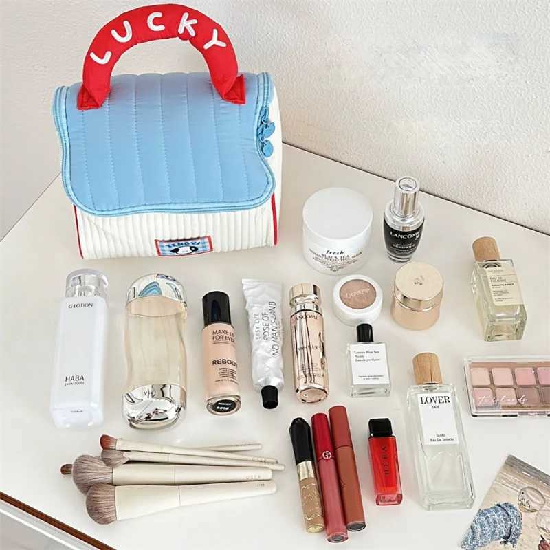 Cute Cottage Makeup Bag for Girls Large Capacity Skincare Storage Bag Portable Handheld Travel Wash BagW251021