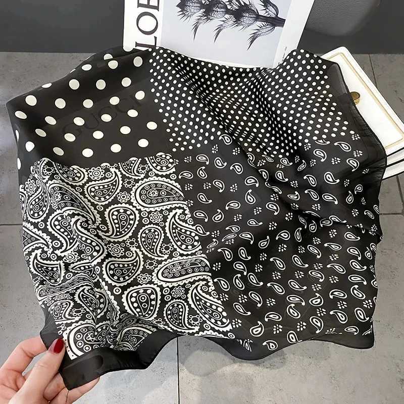 Luxury Polka Dot Paisy Print Square Scarf Black White Thin Decorative Neck Scarf Haiands Sunscreen scarf For WenW251021