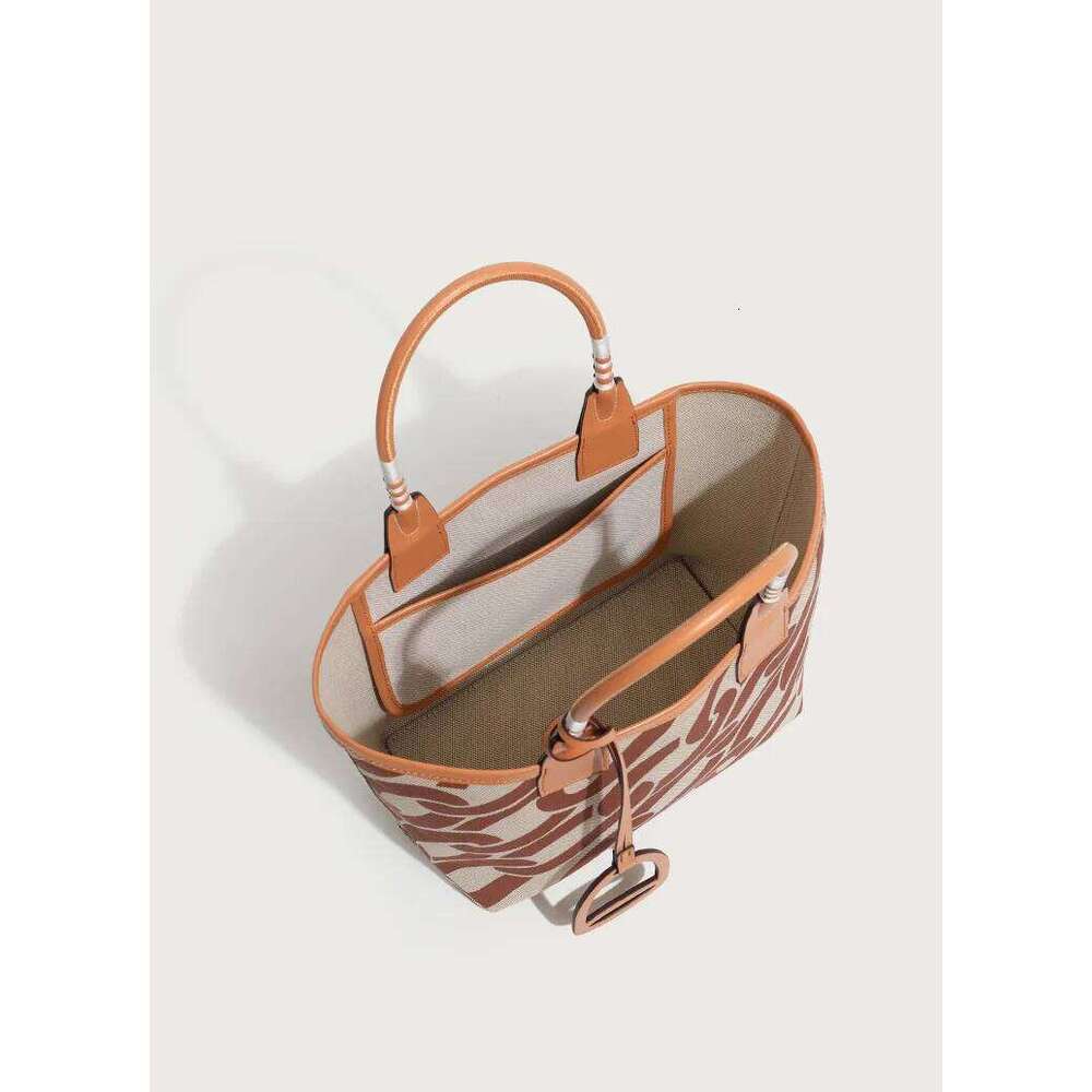 Canvas Printed Tote Fashion Garden Print Shoulder Textured Single-Strap Bag Women's Handmade Soft Large Capacity Handbag 251021