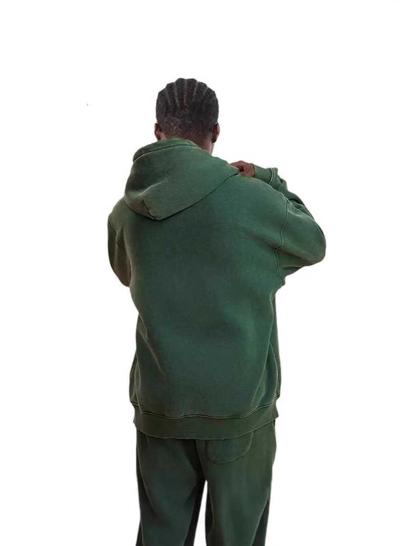 400G Fleece Lined Thick Oversize Loose Unisex Hoodie Vintage Washed Heavyweight Hooded Sweatshirt Streetwear Style New Arrival W251021