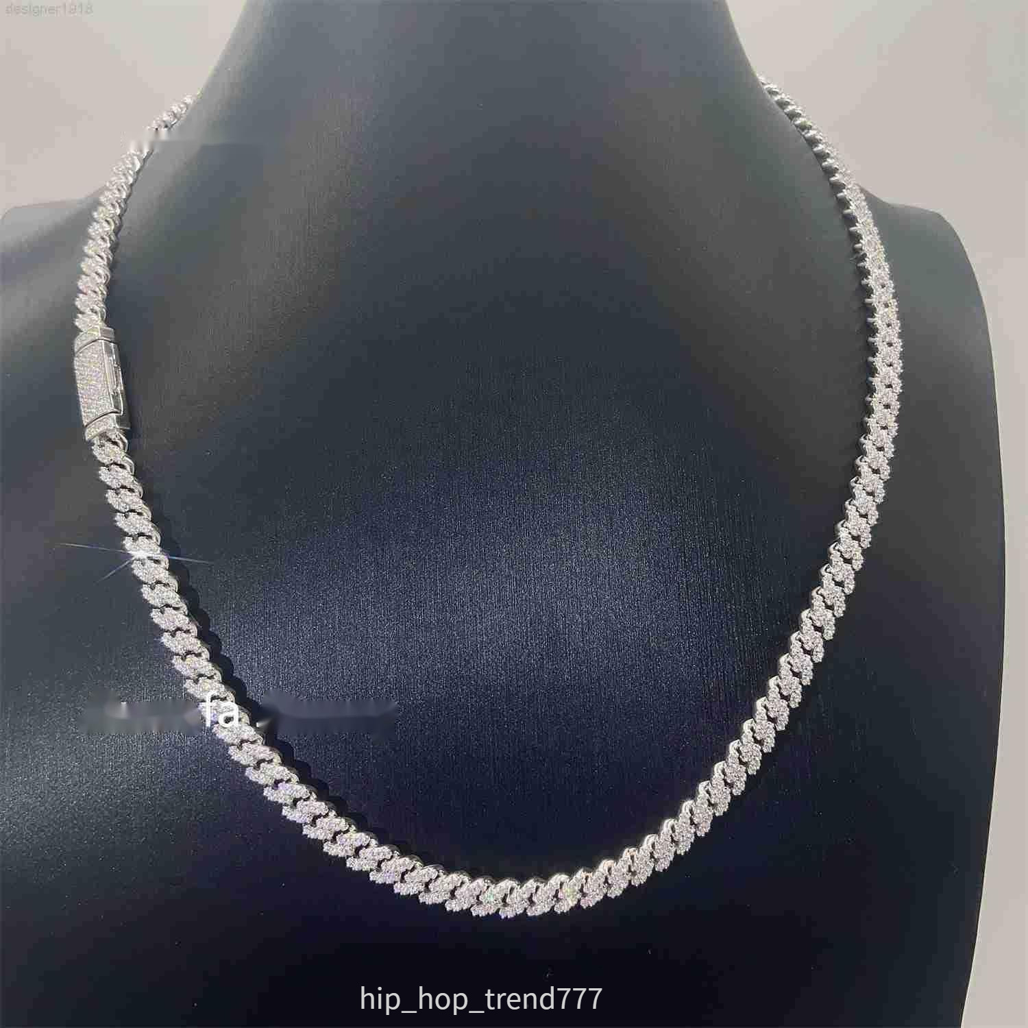 Pass Diamond Tester Gra Certificates 6mm 8mm Width One Row 925 Sterling Silver Vvs Moissanite Cuban Link Chain Necklace