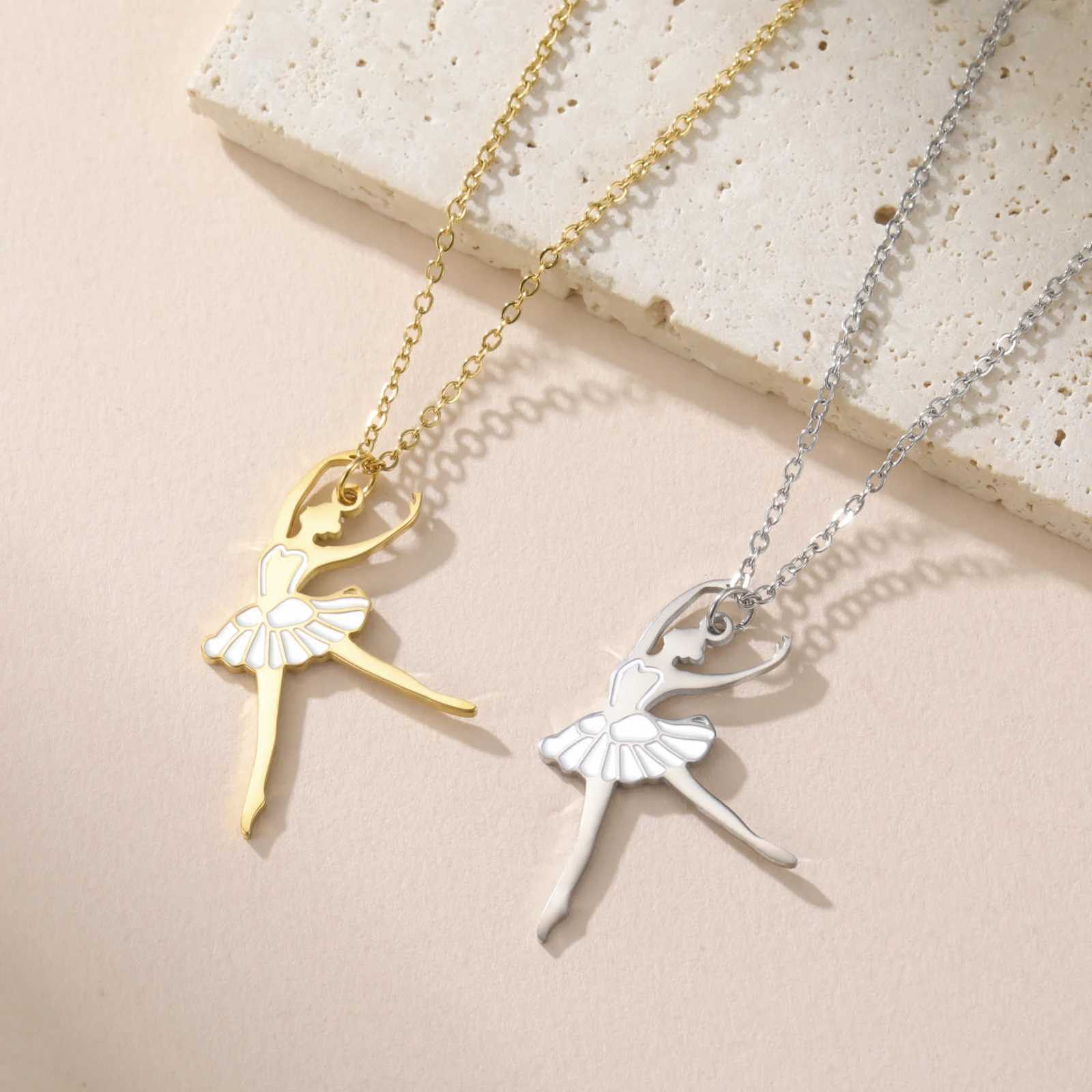 Unift Exquisite Dancing Girl Ballet Pendant Necklaces for Women Stainless Steel Jewelry Dancer Girls Ballerina Best Friend Necklace GiftXJ250717