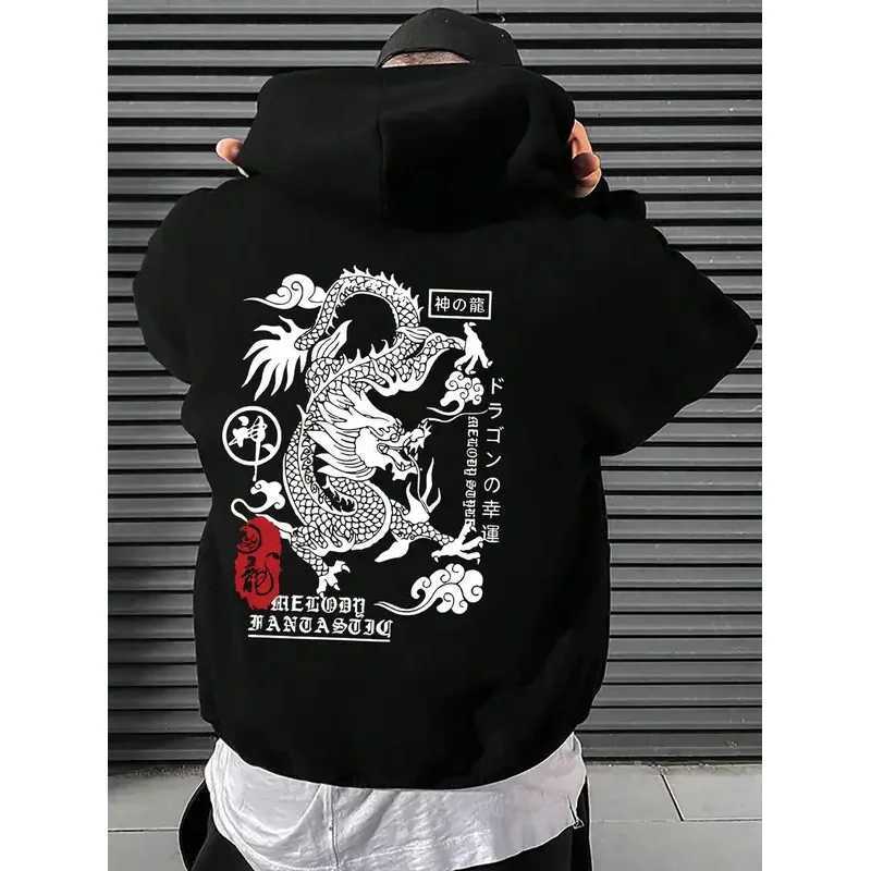 The Harajuku Dragon Funny Pattern Male Hoodies Comfortable Fleece Pullovers Fashion New Clothing AllMatch Pocket Streetwear W251021