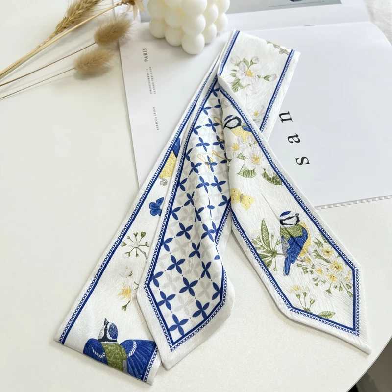 Floret Printed Haiand Silk Satin Bag Scarf For Wen Skinny Long Wrist Ribbon Neck Scarves Fashion Hair Scarfs For WenW251021