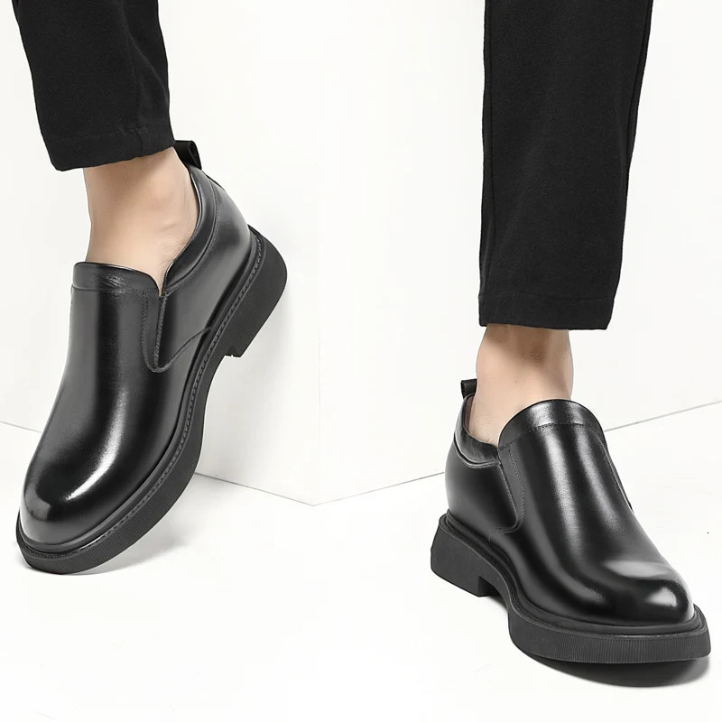 Mens Leather Shoes Height Elevator Shoes For Men Dress Shoes Slip On Business Comfortable Increase 68cm Wedding Shoes 251021