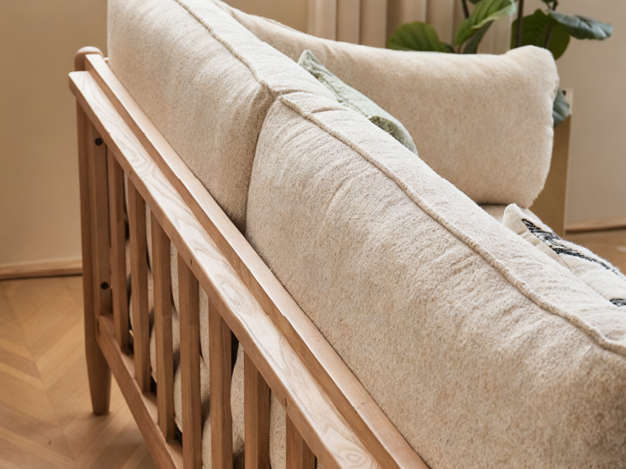 Elegant Solid Wood Upholstered North American Couch