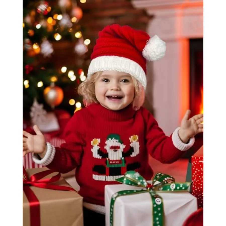 Christmas Knitted Hat for Baby Beanie Knit Santa Hat with Pom for Boys Girls Infant Toddler Cozy Warm Winter Accessory for J251021
