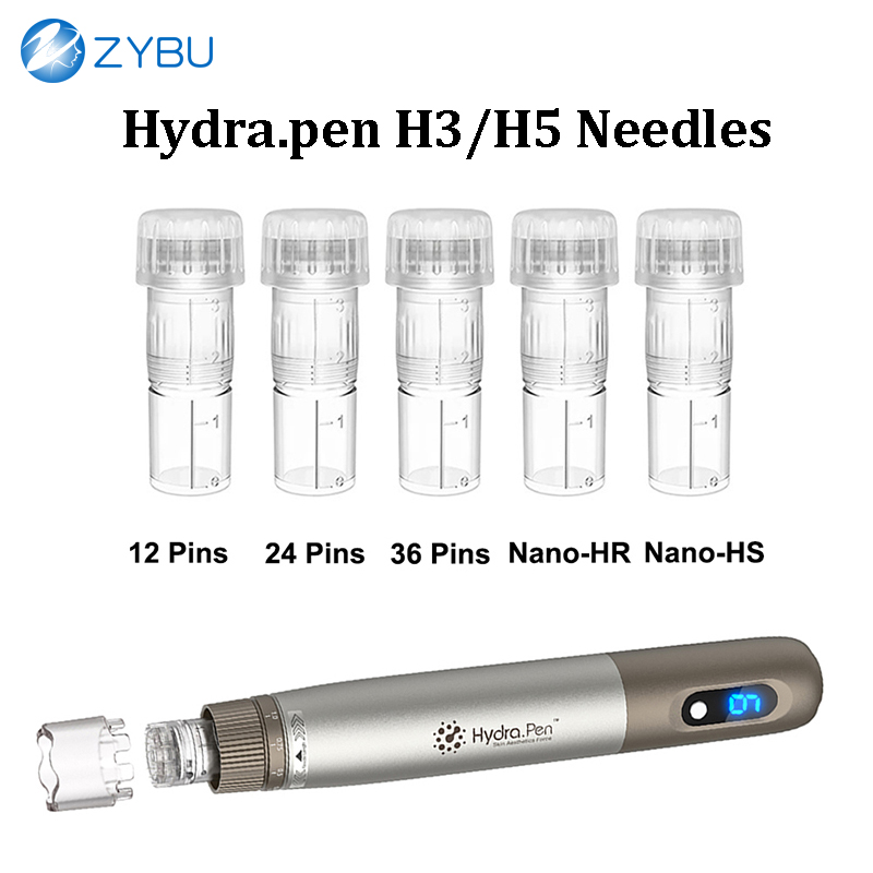 Original Hydra Pen Needles for H3 H5 Microneedling MTS Cartridges - Set of 50 Pcs with 12/24/36 Pin Nano HR HS Options Dermapen Consumables Tips