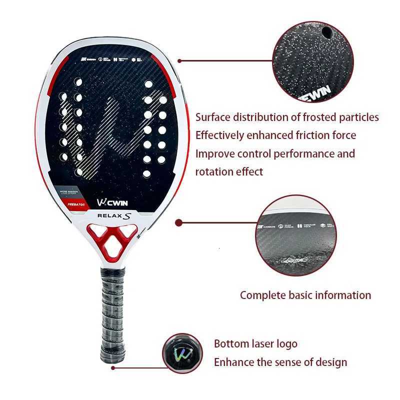 Cwin 2025 Beach Tennis 3K Full Carbon Fiber Rude Face Feminino Raquete Beach Tennis Carbon Frame Professional Masculina W251021