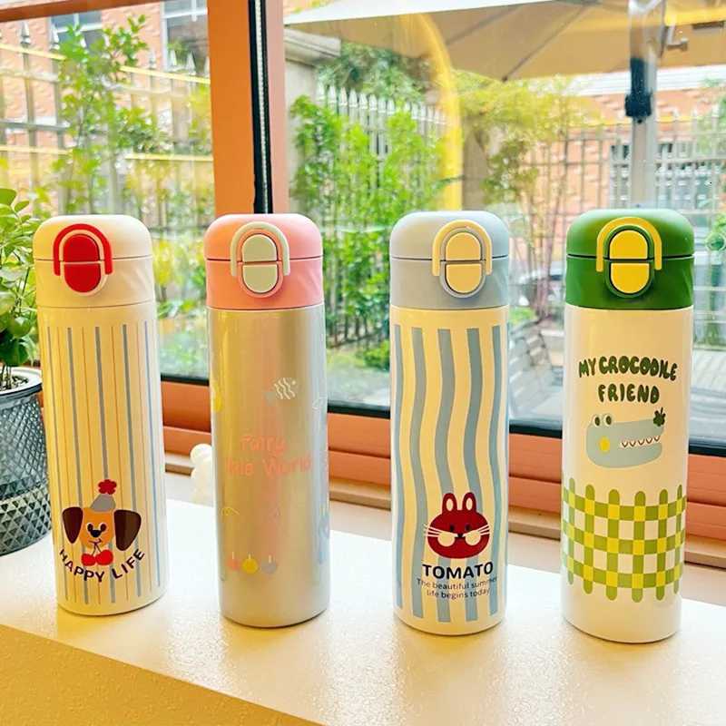 460ml Cartoon Stainless Steel 316 Vacuum Flask With Straw LeakProof Double Drink Kids Student Water Bottle Travel Y251021