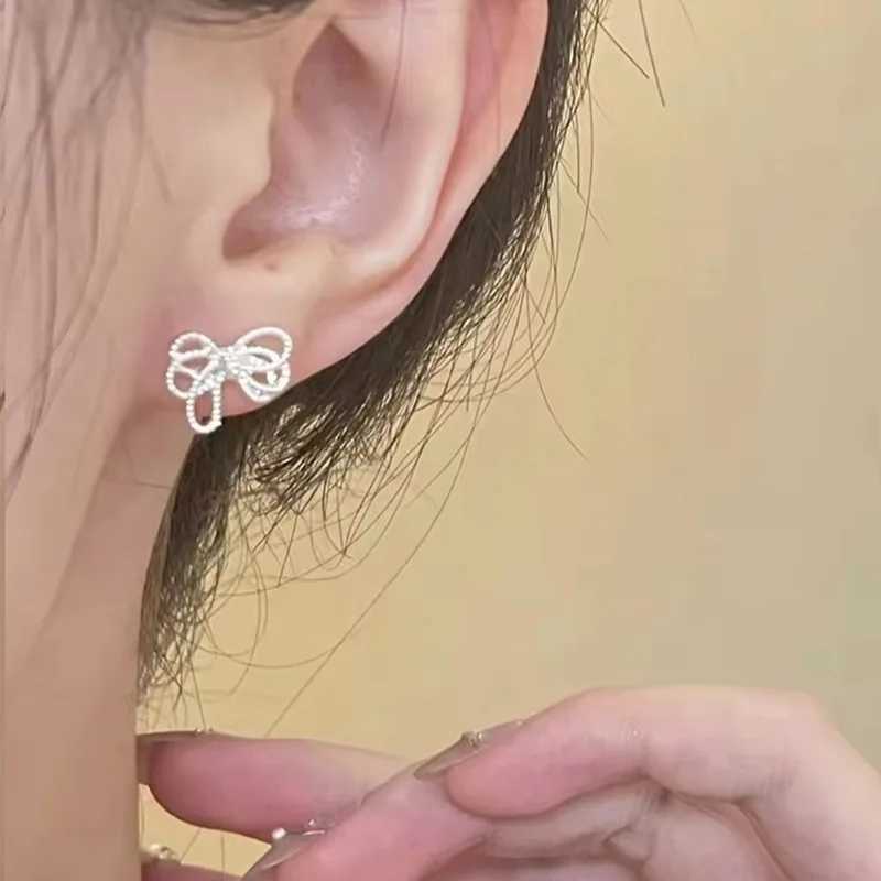 S925 Sterling Silver Hollow Out Irregular Bow Butterfly Tie Stud Earrings for Women Fine Jewelry High Luxury Vintage Accessories J251021