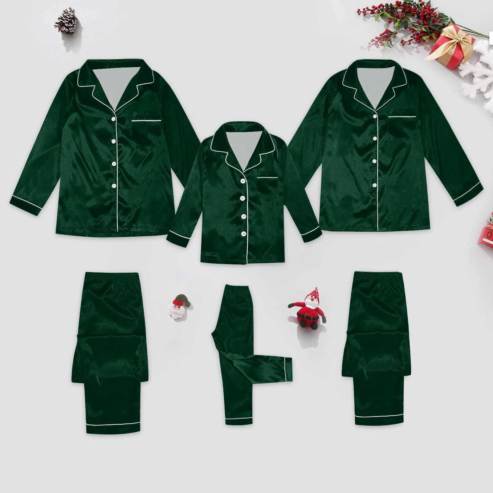 Children Pajamas Family Fashion Simple Style Button Up Shirt Pants Long Sleeve Loose Comfy Two Piece Suit Hundred Matching Cloth L251021W9Q6