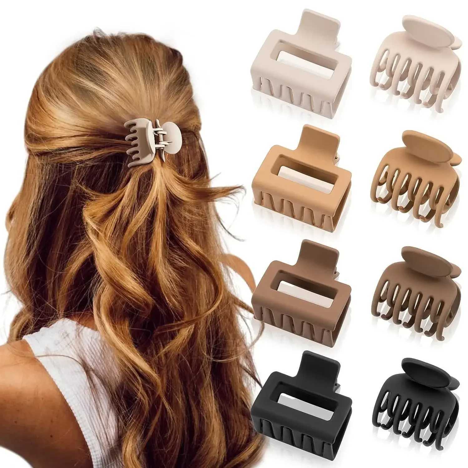 New Fashion Medium Hair Claw Clips Nonslip Crab Square Matte for Women Girls Strong Hold Banana Clips Shark Hair ClipW254021