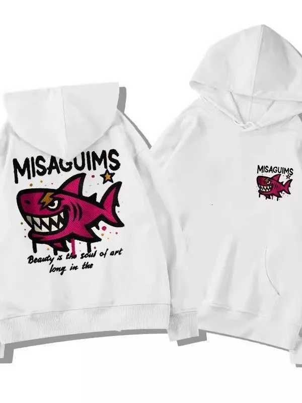 25 American Oversize Tide Brand High Street Shark Print Autumn Winter Loose Casual Daily Sports Warm Men Women Hooded Sweatshirt W251021