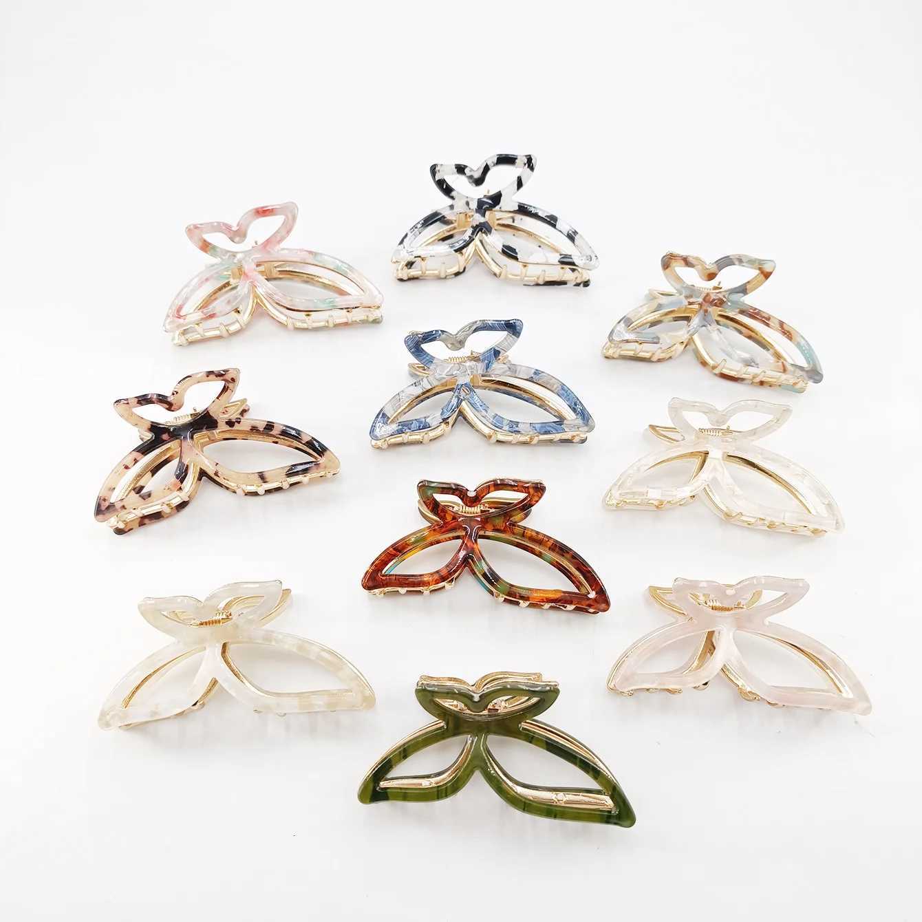 New Butterfly Hair Clips Women Retro French Personality Hairpin Metal Green Hair Claw Ladies Hairgrips Hair AccessoriesW254021