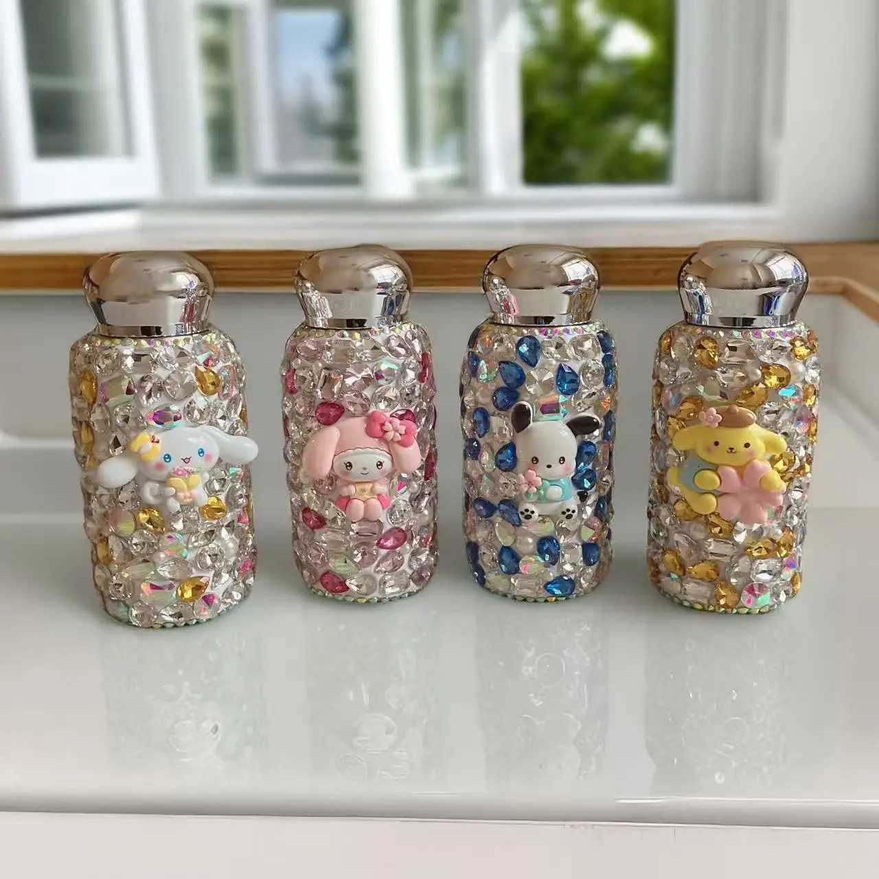 Portable Travel Vacuum Water Bottle Mini Pocket Cup Sparkling Rhinestone Stainless Steel Insated Cup With g Y251021