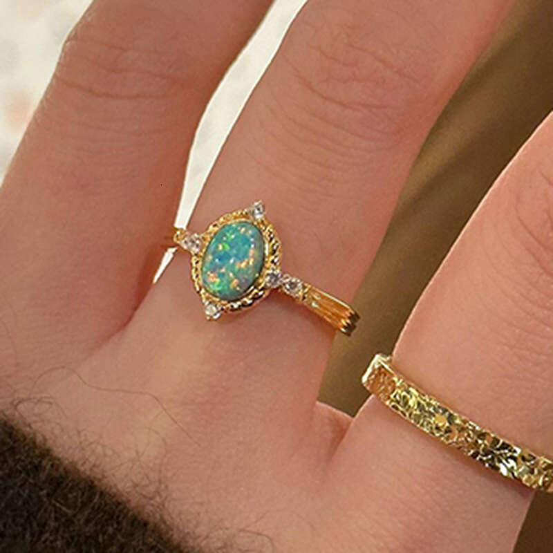 New Blue Sapphire Designer Opal Ring Fashion Trendy High-Value Design Design Elegant Luxury Versatile