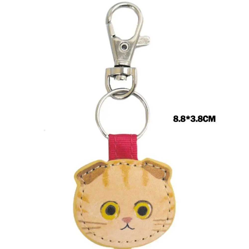 Fashion Cute Leather Cat Keychain Creative Leather Cute Leather Key Ring Cartoon Cute Cat Keychain W251021