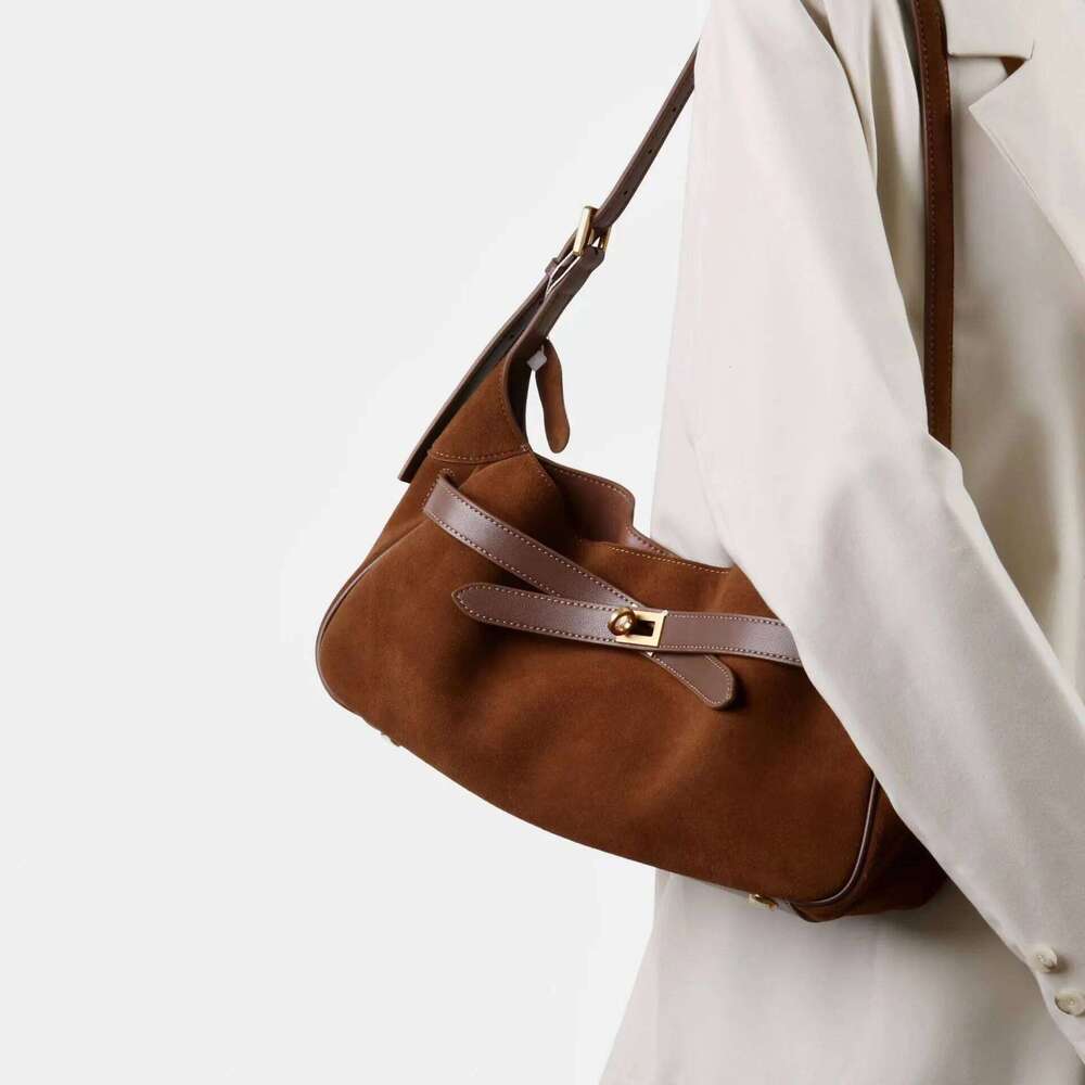 Matte Cowhide Armpit Autumn Winter New Niche Large Capacity Tote Vintage Lock Buckle Shoulder Crossbody Women's Bag Suotong1021