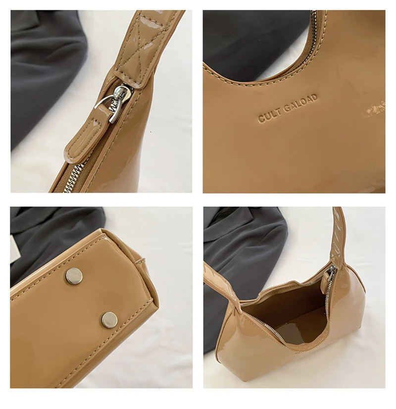 Fashion Womens Shoulder Bag High Quality Patent Leather Tote Bag Waterproof Armpit Bag Solid Color Womens Handbag 251021