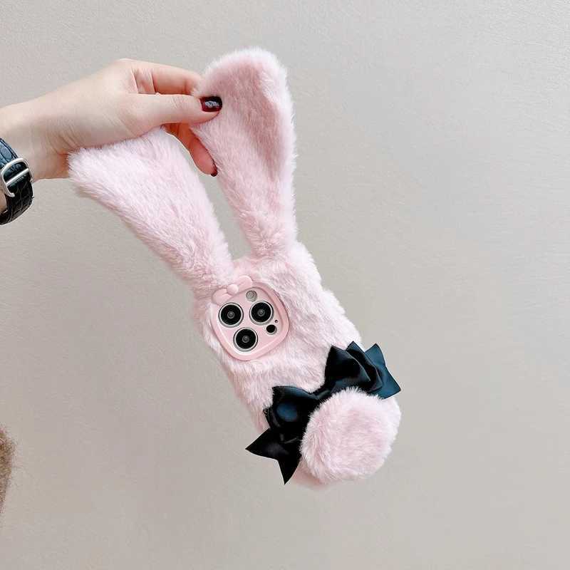 Kawaii Maid Bunny Plush Phone Case Fall Winter Cute Phone Accessories for iPhone 16 Pro Max J251114