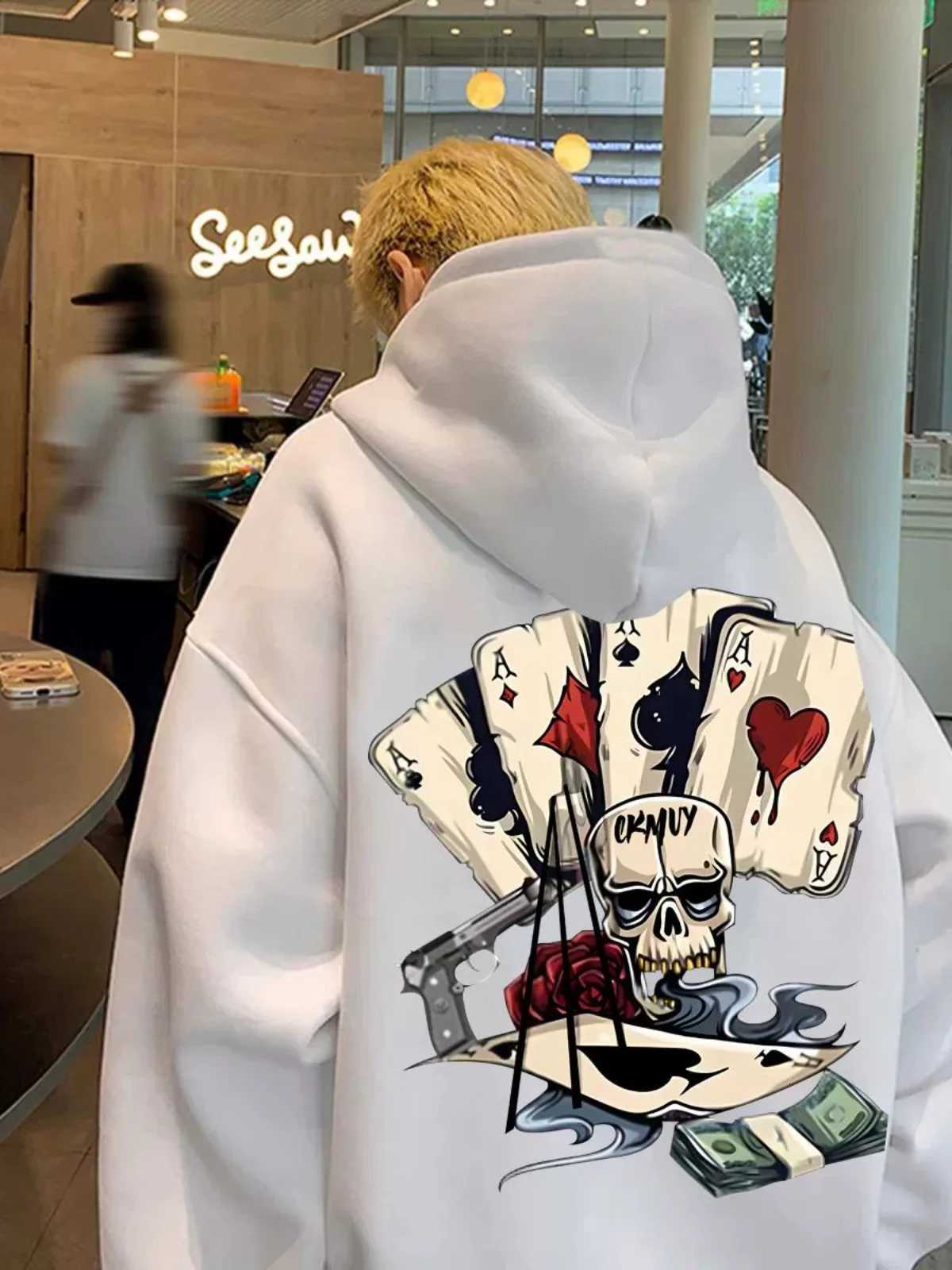 2025 Fashion Big Size Heavy MenWomen Hooded Sweatshirt Autumn Winter Brand Skeleton Print Daily Outdoor Sports Street Trend Top W251021