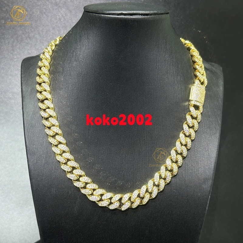 Wholesale Chain Bracelet Jewelry 925 Silver Moissanite 6mm 8mm 10mm 12mm 14mm 18mm 20mm Hip Hop Miami Cuban Link Chain
