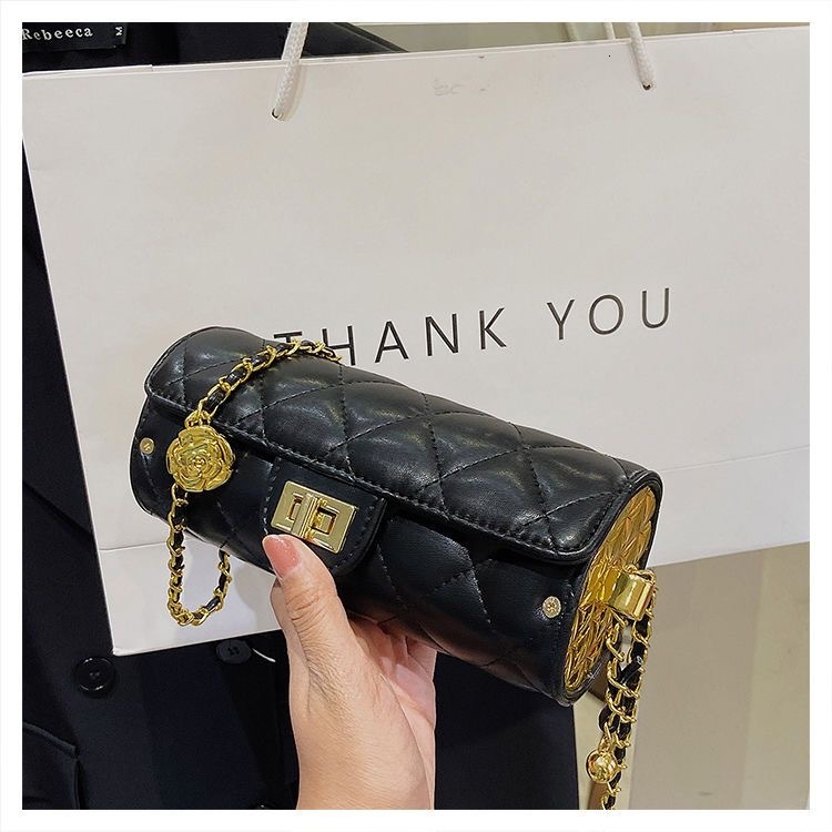 Luxury Brand Designer Bag High-End Stylish Small Bag 2025 New Fashion Versatile Chain Crossbody Bag Niche Texture Shoulder Cylinder Bag
