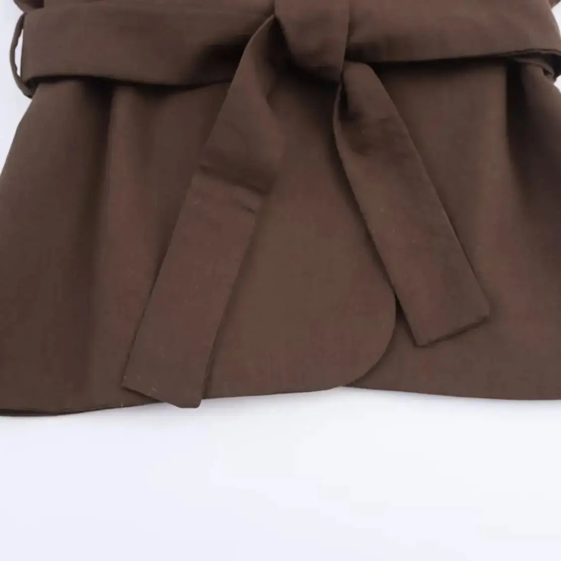 DiYiG WOMAN Fashion Blended Belt Decoration Joker Kimono Coat Casual Zipper Trousers Outerwear Mujer 251021