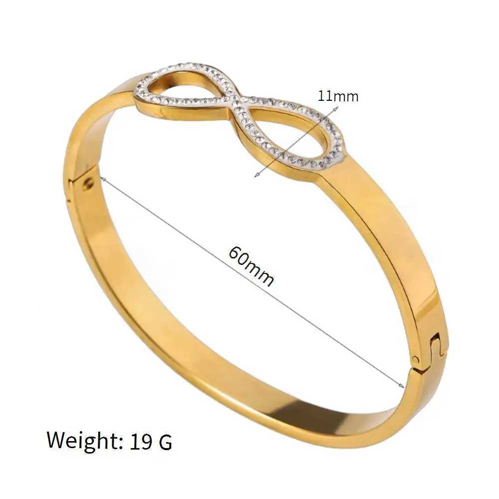 Womens Zircon Hollowed Out 8shaped Stainless Steel Infinity Bracelet Non Fading Birthday Party Girlfriend Bangle Gift J251021