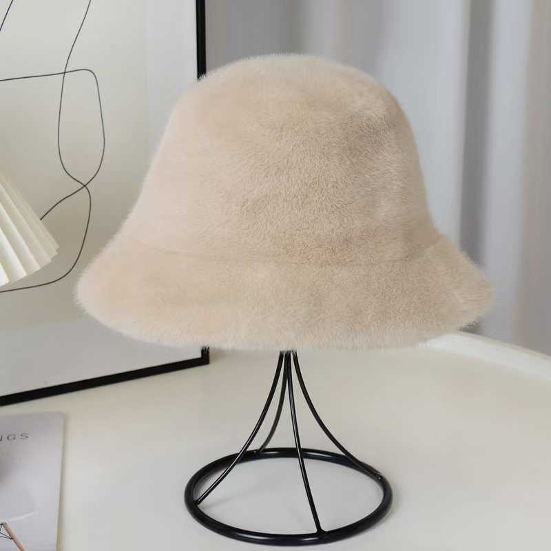 Imitation Mink Fur Fisherman Hat for Women Autumn and Winter Warm Fashionable Thickened Fur Fisherman Hat H251020