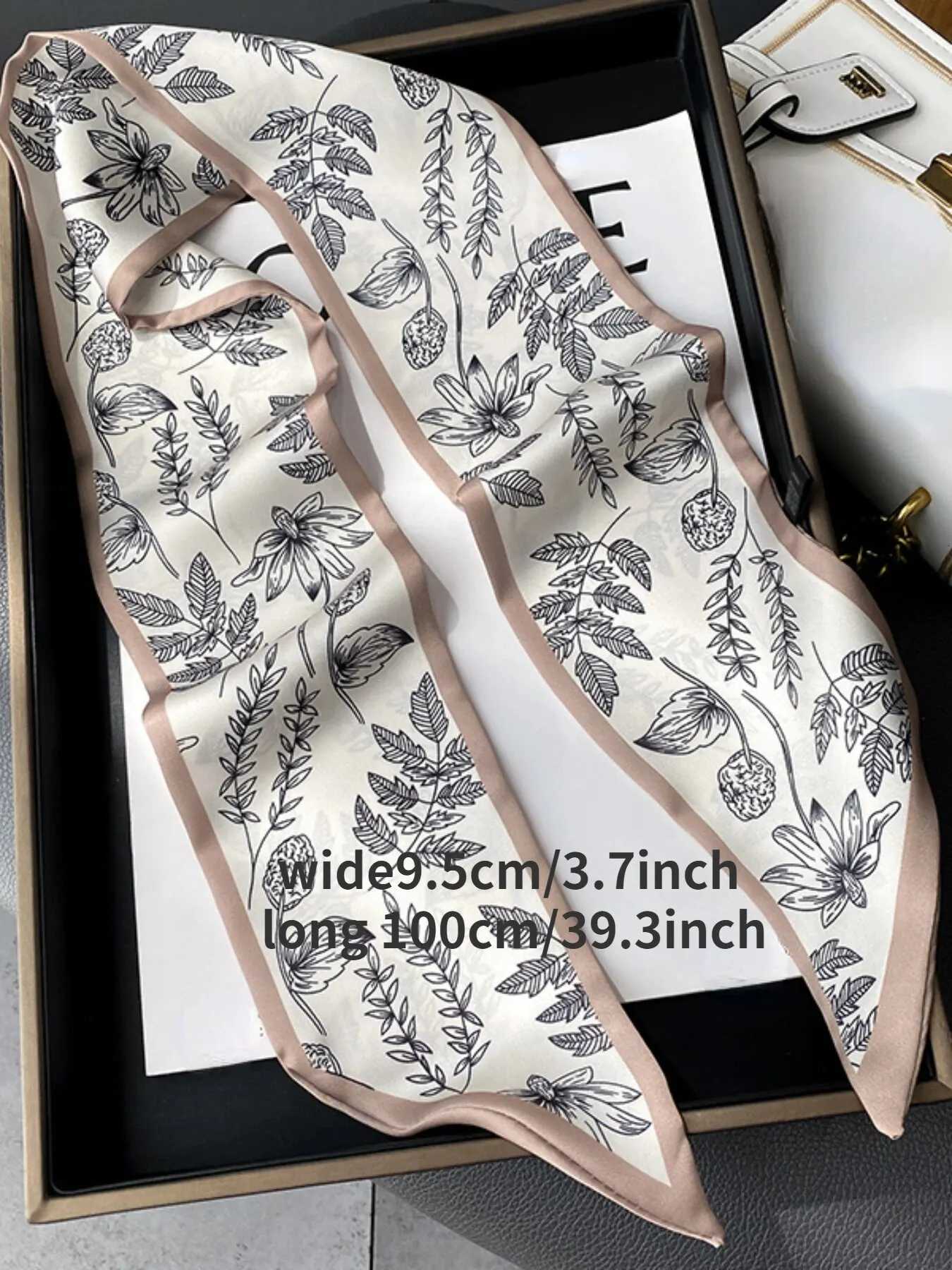 Fashion Print Hair Ribbon Scarf Women Neck Tie Bag Silk Skinny Headscarves Ladies Foulard Floral Bands 2024 New W251021