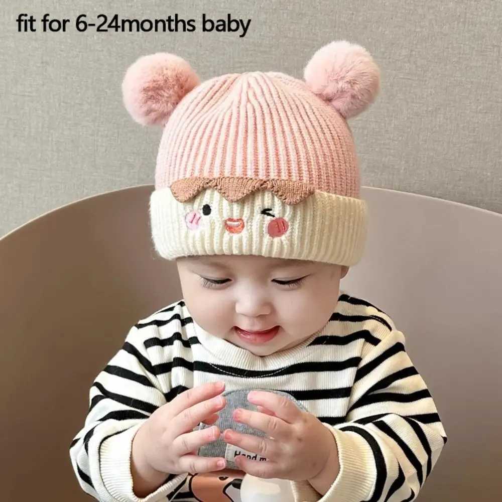 New Cute Beanie Cap Autumn Winter Knitted Pullover Hat Toddler Thicken Ear Protection Cap J251021