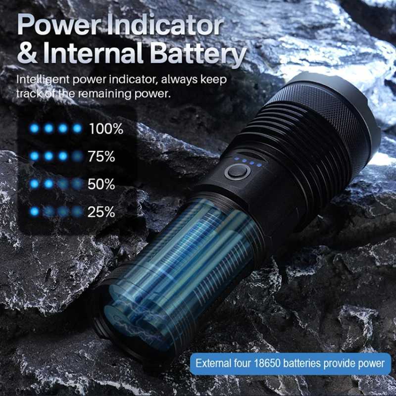Remote focused flashlight Multifunctional emergency rechargeable batterypowered outdoor device Features a function to exte W251114