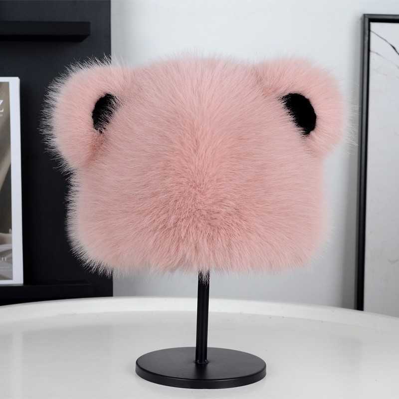 Winter Hat for Women New Thickened Warm Fashion Simple Faux Fox Fur Womens Ear Protection Plush Hat H251020