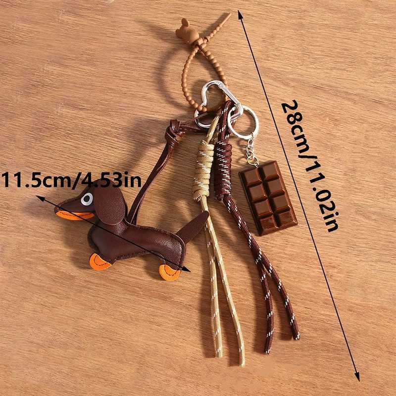 1PC Womens Pendants Vintage Leather Sausage Dog Chocolate Charms Accessories For Mobile Phone Bags Keychain J251121