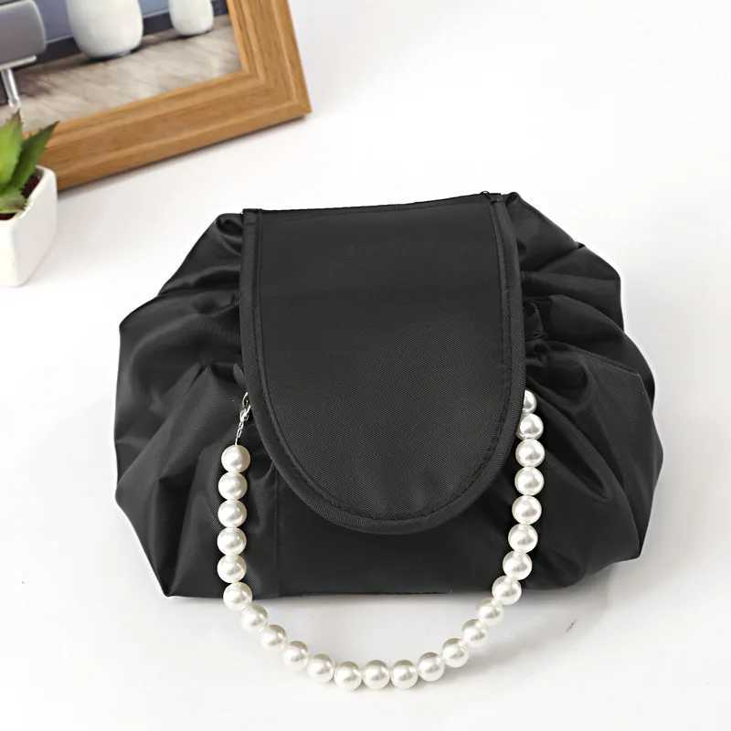 Drawstring Cosmetic Bag Travel Storage Pearl Makeup Bag Organizer Female Make Up Pouch Portable Waterproof Toiletry Beauty CaseW251021