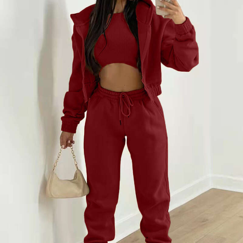2025 New Women's Three-Piece Loose Fashion Casual Autumn Hoodie Sweatshirt Pants Set